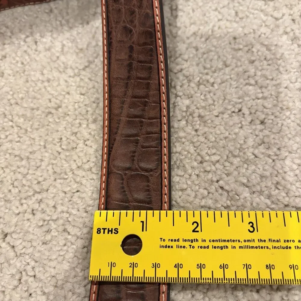 NWOT Try On ARIAT Men's Croc Floral Tabs Leather Belt Size 42 Western Cowboy